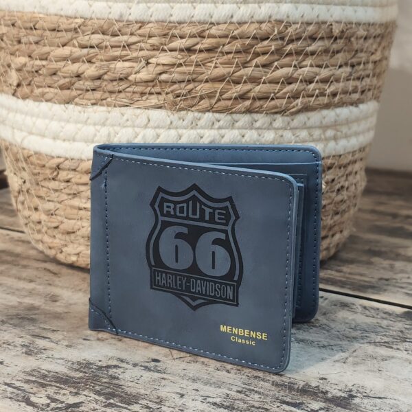 Portefeuille Route 66 Harley Davidson en cuir PU gravé laser - DECOMOVE