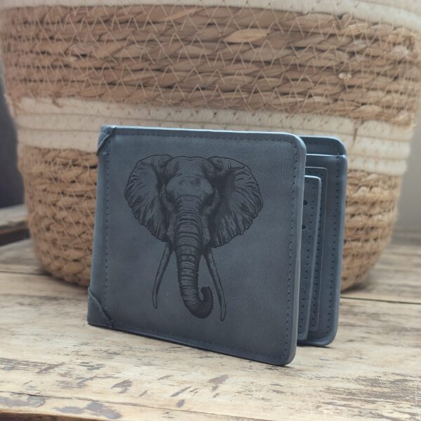 Portefeuille Tête d'éléphant en cuir PU gravé laser - DECOMOVE