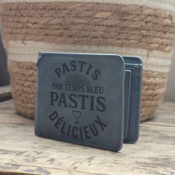 Portefeuille Pastis humour en cuir PU gravé laser - DECOMOVE