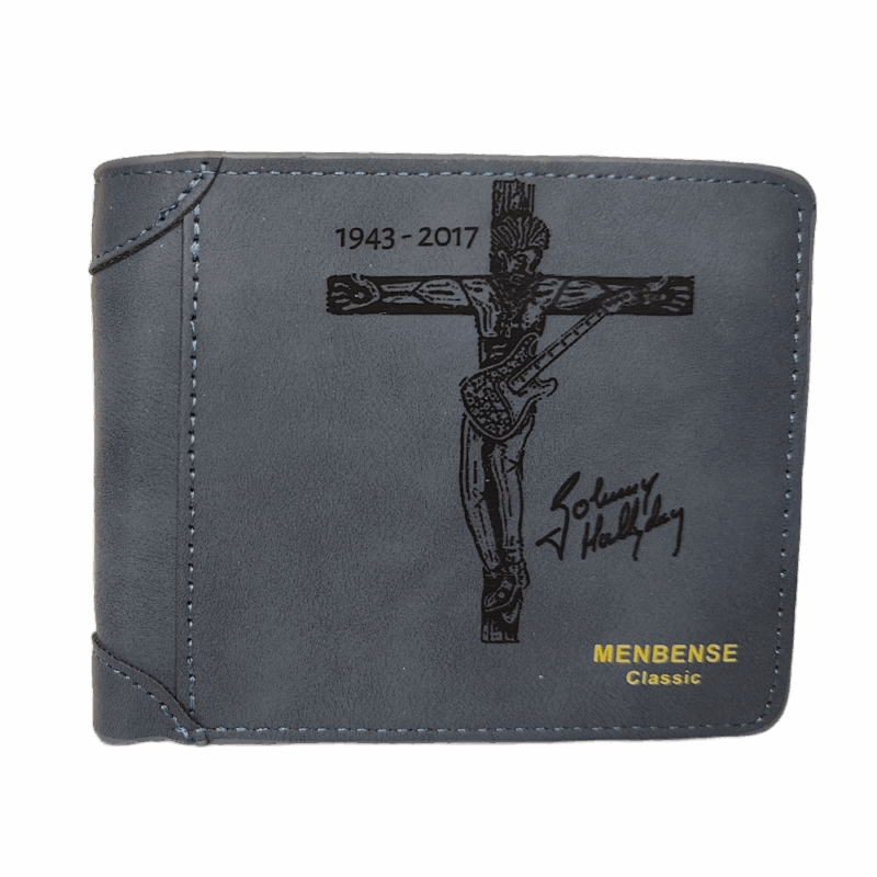 Portefeuille Johnny Hallyday 3 en cuir PU gravé laser - DECOMOVE
