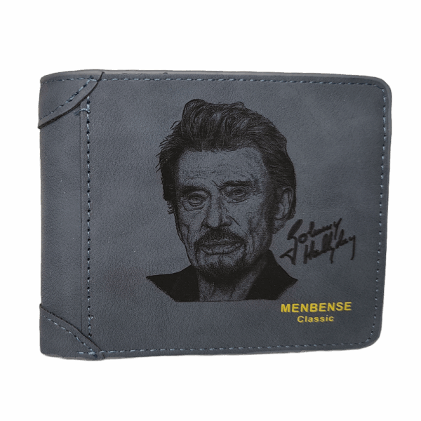 Portefeuille Johnny Hallyday 2 en cuir PU gravé laser - DECOMOVE